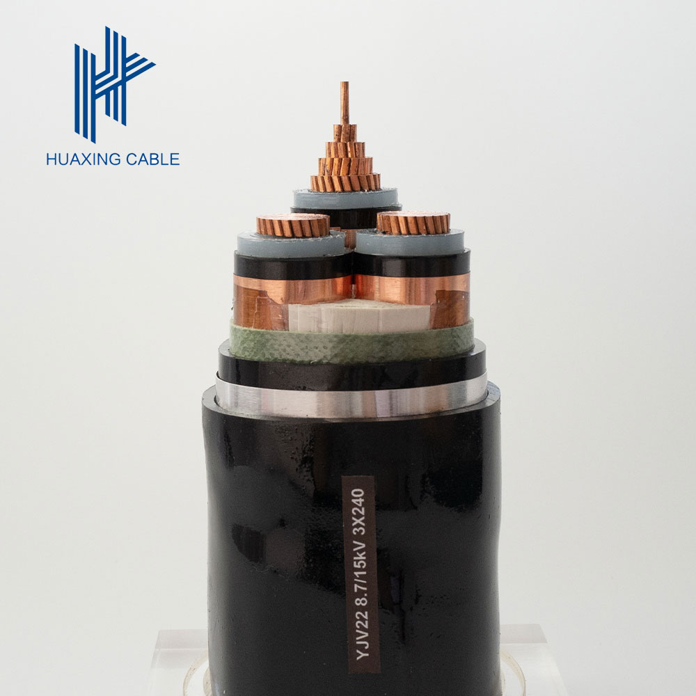 Medium Voltage 8.7/15KV Copper  3 cores 240mm2 Steel Tape Armouring Underground Power Cable