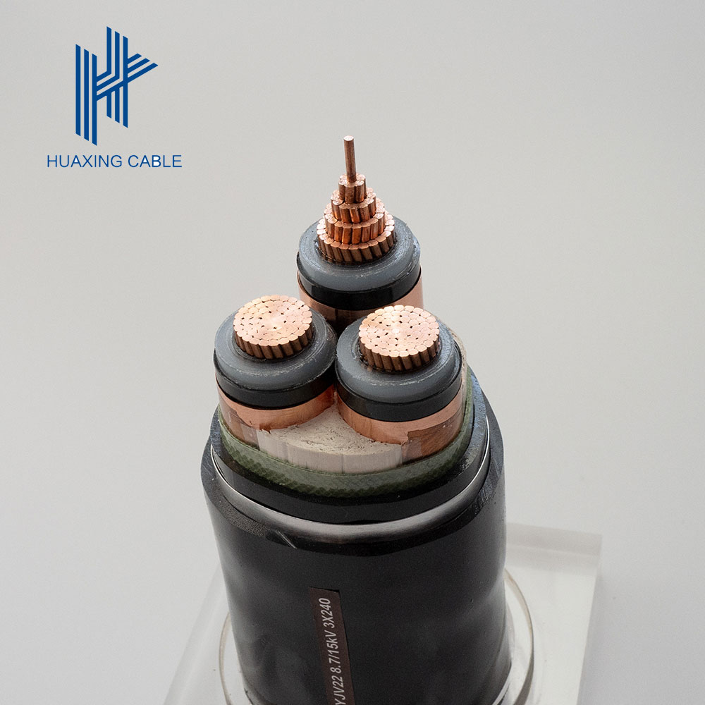 Medium Voltage 8.7/15KV Copper  3 cores 240mm2 Steel Tape Armouring Underground Power Cable